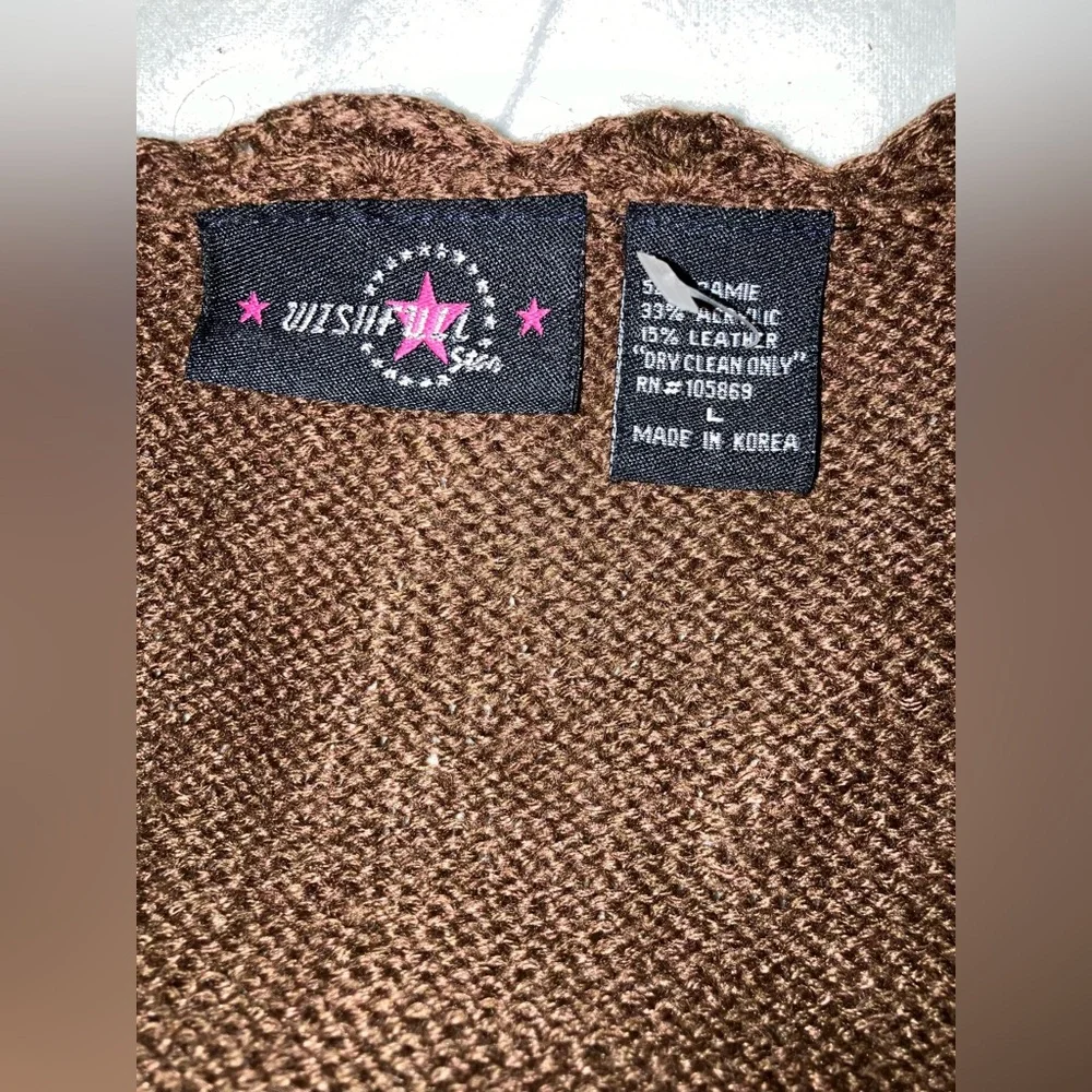 Vintage suede crochet patchwork jacket sz L large tie front boho hippie Dopamine - Picture 5 of 6